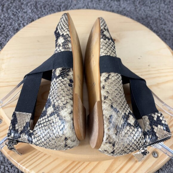 Saks Fifth Avenue Sandals Womens Size 6.5 Leather Snakeskin Print Made in Italy - Picture 5 of 7